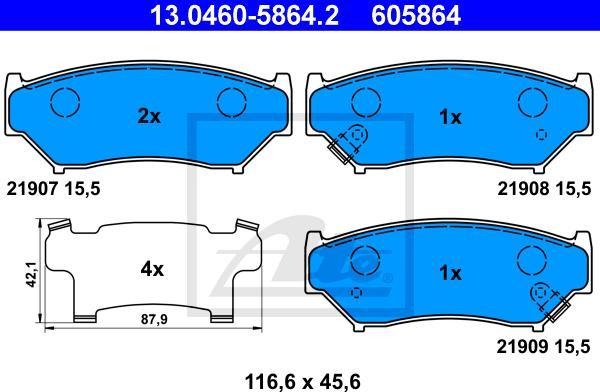 ATE 13.0460-5864.2 - KLOCKI HAM. SUZUKI P. GRAND VITARA 1.6-2.0 4X4 98-03-JIMNY 1.5 DDIS 4X4 03-