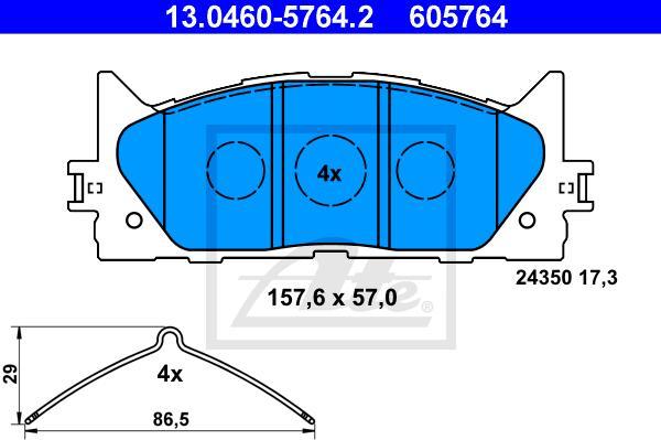 ATE 13.0460-5764.2 - KLOCKI HAM. TOYOTA P. CAMRY 2.0-3.5 06-