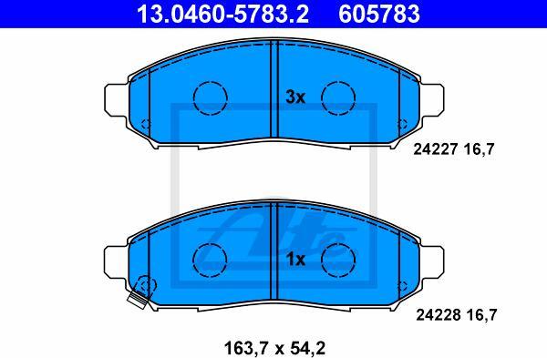 ATE 13.0460-5783.2 - KLOCKI HAM. NISSAN P. NAVARA-PATHFINDER 2.5 DCI 4WD 05-