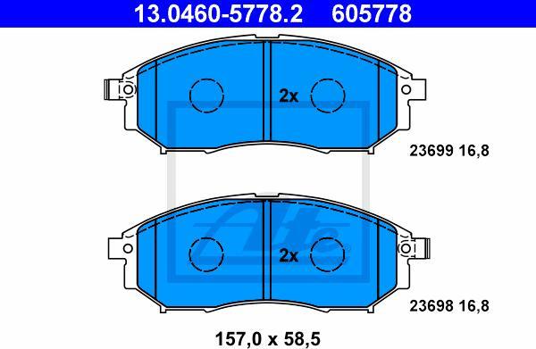 ATE 13.0460-5778.2 - KLOCKI HAM. NISSAN P. MURANO-NAVARA-PATHFINDER 05-