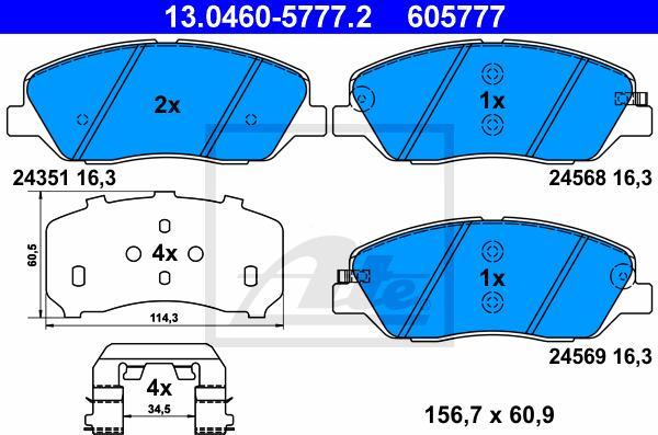 ATE 13.0460-5777.2 - KLOCKI HAM. HYUNDAI P. SANTA FE 2.0-3.5 06-