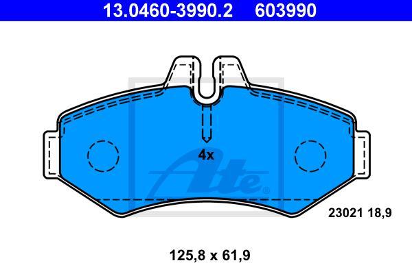 ATE 13.0460-3990.2 - KLOCKI HAM. VW T. LT 28-46 2.5-2.8 TDI 96-06