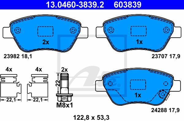 ATE 13.0460-3839.2 - KLOCKI HAM. OPEL P. ADAM-CORSA 1.0-1.4 06-