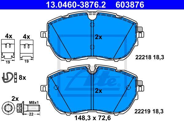 ATE 13.0460-3876.2 - KLOCKI HAM. PEUGEOT P. 308-508 1.2-1.5-2.0 HDI 13-
