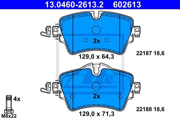 ATE 13.0460-2613.2 - KLOCKI HAM. BMW P. 2 1.5-2.0 D 14-