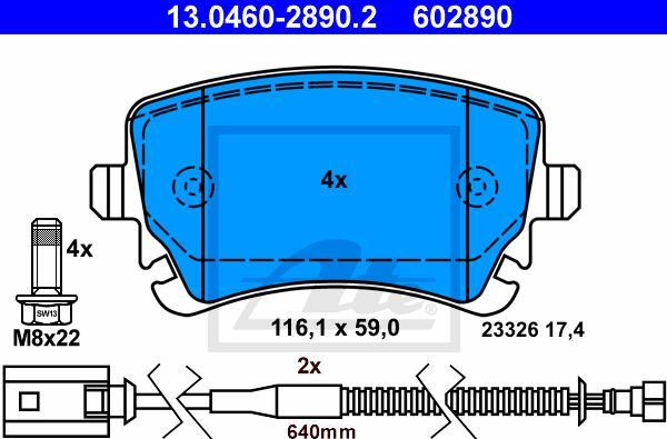 ATE 13.0460-2890.2 - KLOCKI HAM. VW T. PHAETON 3.0-6.0 4MOTION 02-16