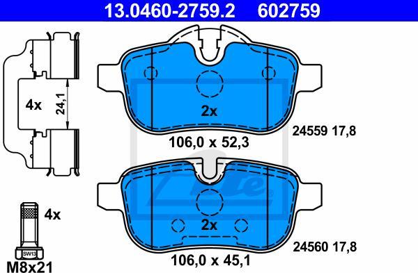 ATE 13.0460-2759.2 - KLOCKI HAM. BMW T. Z4 2.0-3.0 09-