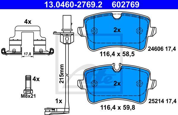 ATE 13.0460-2769.2 - KLOCKI HAM. AUDI T. A6-A7 11-