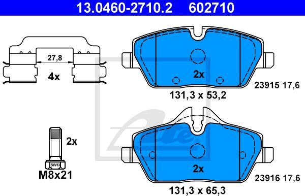 ATE 13.0460-2710.2 - KLOCKI HAM. BMW P. 1 1.6-2.0 04-10