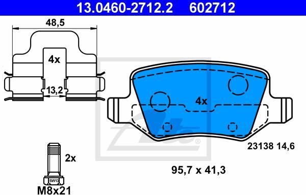 ATE 13.0460-2712.2 - KLOCKI HAM. DB T. W169-W245 04-12