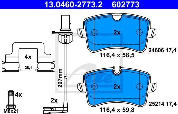ATE 13.0460-2773.2 - KLOCKI HAM. AUDI T. A8 2.0-6.3 09-
