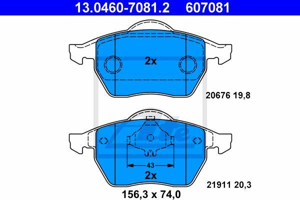 ATE 13.0460-7081.2 - KLOCKI HAM. VW P. GOLF-PASSAT-VENTO 1.8-2.8 91-06