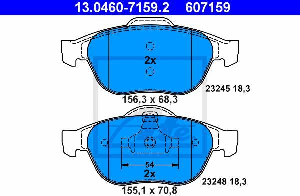ATE 13.0460-7159.2 - KLOCKI HAM. RENAULT P. ESPACE-LAGUNA-VEL SATIS 2.0-3.5-1.9-3.0 DCI 01-