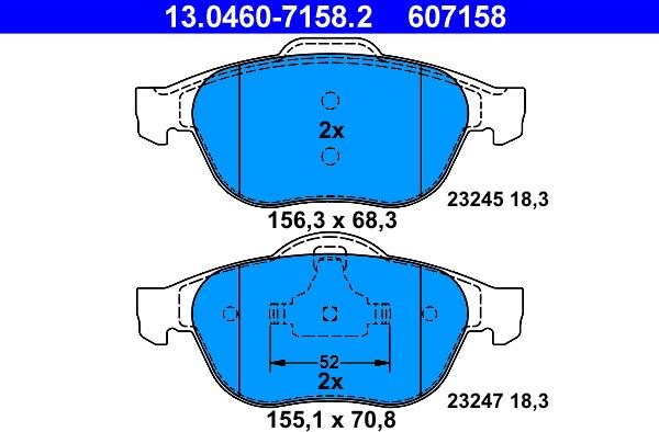 ATE 13.0460-7158.2 - Klocek hamulcowy kpl.