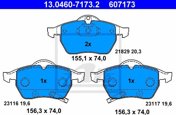 ATE 13.0460-7173.2 - KLOCKI HAM. OPEL P. ASTRA-ZAFIRA 2.0 99-05 Z CZUJNIKIEM