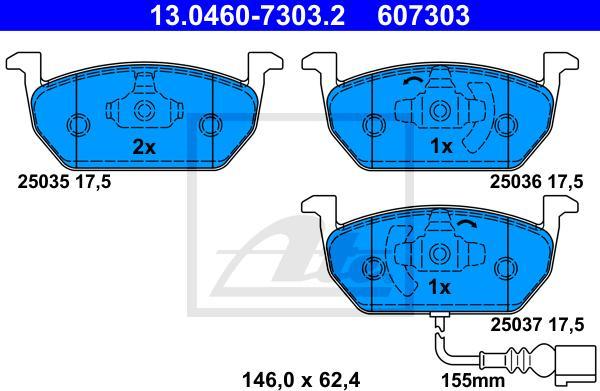 ATE 13.0460-7303.2 - KLOCKI HAM. VW P. GOLF 1.0-2.0 12-