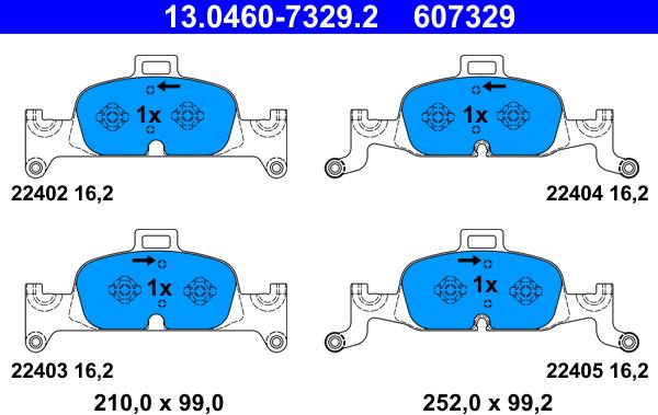 ATE 13.0460-7329.2 - KLOCKI HAM. AUDI P. A4-A5-Q5 2.0-3.0 TDI 15-