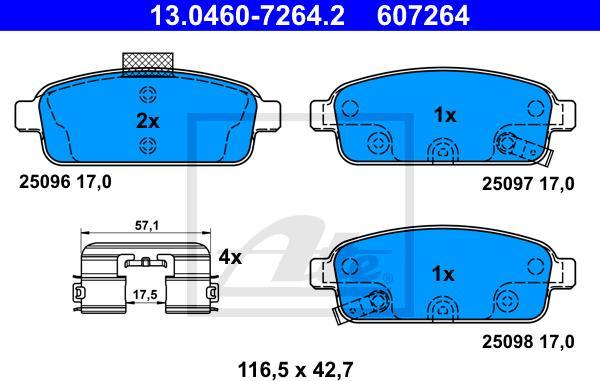 ATE 13.0460-7264.2 - KLOCKI HAM. OPEL T. ASTRA-CASCADA-MOKKA-ZAFIRA 1.3-2.0 CDTI 09-