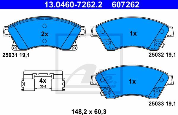 ATE 13.0460-7262.2 - KLOCKI HAM. OPEL P. ASTRA J 09- TARCZA 276-AVEO 11-