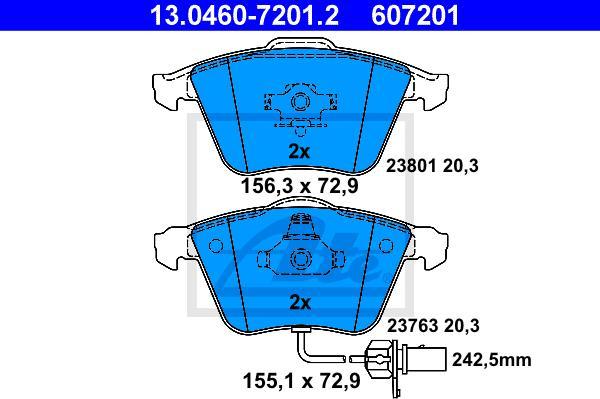 ATE 13.0460-7201.2 - KLOCKI HAM. AUDI P. A4-A6-A8 00-11
