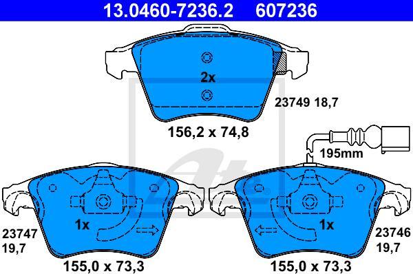 ATE 13.0460-7236.2 - KLOCKI HAM. VW P. CALIFORNIA-MULTIVAN-T5-T6 1.9-2.5 TDI 03-