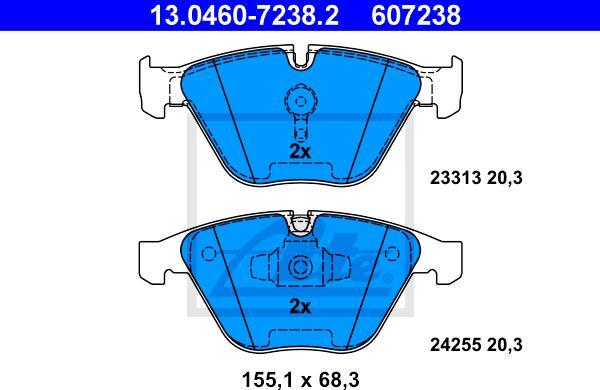 ATE 13.0460-7238.2 - Klocek hamulcowy kpl.