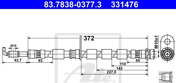 ATE 83.7838-0377.3 - PRZEWÓD HAM. ELAST. FORD P. B-MAX 1.0-1.6 12- LE