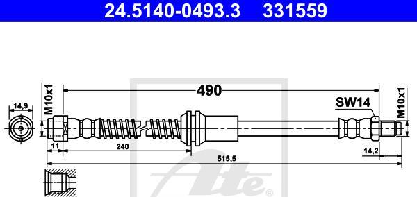 ATE 24.5140-0493.3 - PRZEWÓD HAM. ELAST. DB P. X204 4-MATIC 08-15 LE-PR