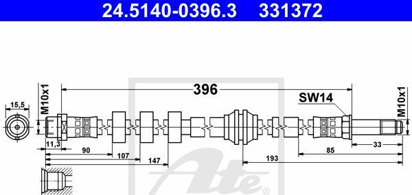 ATE 24.5140-0396.3 - PRZEWÓD HAM. ELAST. AUDI T. A4-A5-Q5 1.8-4.2 07-17 LE-PR