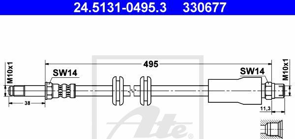 ATE 24.5131-0495.3 - Przewód hamulcowy