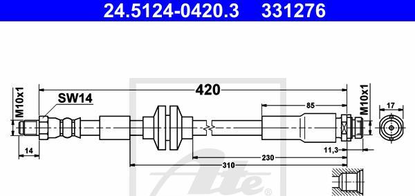 ATE 24.5124-0420.3 - PRZEWÓD HAM. ELAST. FORD T. C-MAX-FOCUS 1.4-2.5 03-11 LE-PR