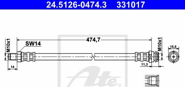 ATE 24.5126-0474.3 - PRZEWÓD HAM. ELAST. DB P. W169-W245 04-12 LE-PR