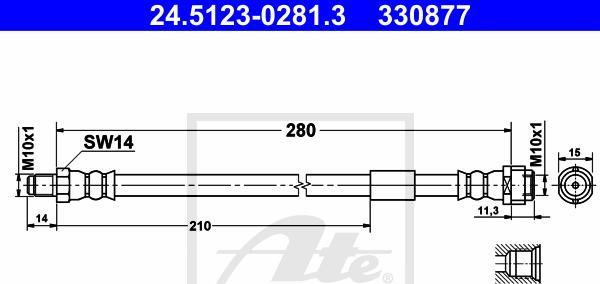 ATE 24.5123-0281.3 - PRZEWÓD HAM. ELAST. DB P. W168 97-04 LE-PR