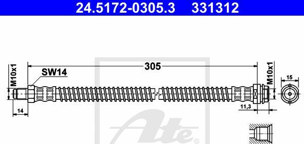 ATE 24.5172-0305.3 - PRZEWÓD HAM. ELAST. DB T. W204-X204-R230 07- LE-PR