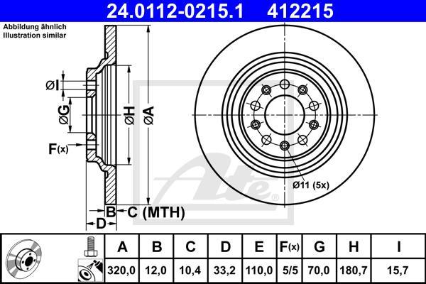 ATE 24.0112-0215.1 - TARCZA HAM. JEEP T. CHEROKEE 2.0-2.2 CRD-2.4-3.2 V6 4X4 13-
