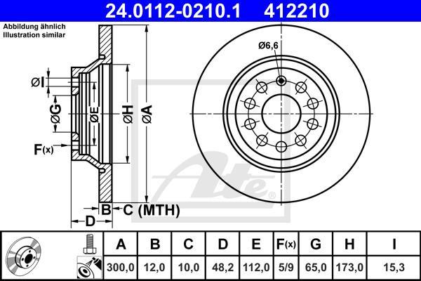 ATE 24.0112-0210.1 - TARCZA HAM. VW T. GOLF-PASSAT-TIGUAN 1.2-2.0 12-