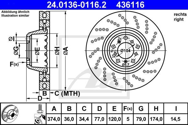 ATE 24.0136-0116.2 — Tarcza hamulcowa