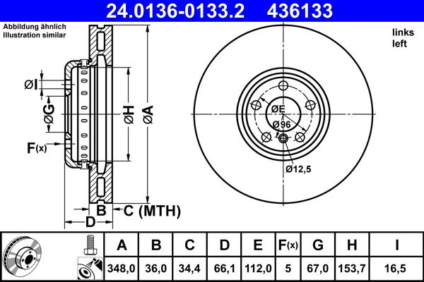 ATE 24.0136-0133.2 — Tarcza hamulcowa
