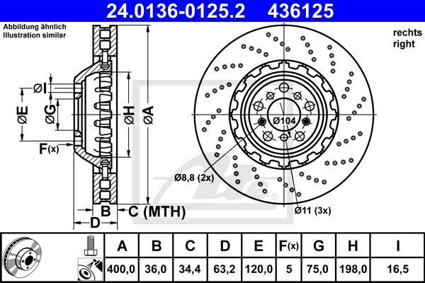 ATE 24.0136-0125.2 — Tarcza hamulcowa