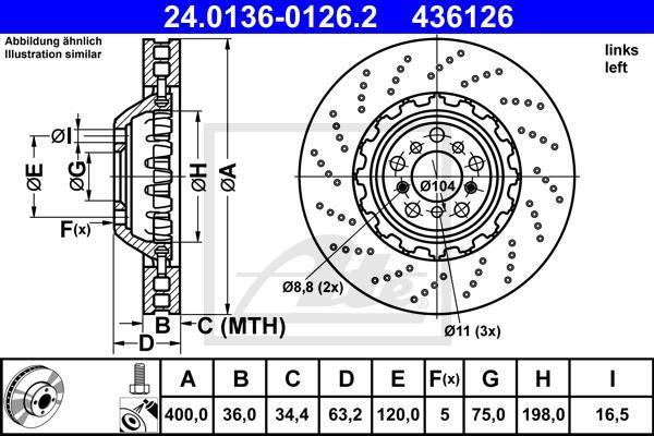 ATE 24.0136-0126.2 — Tarcza hamulcowa