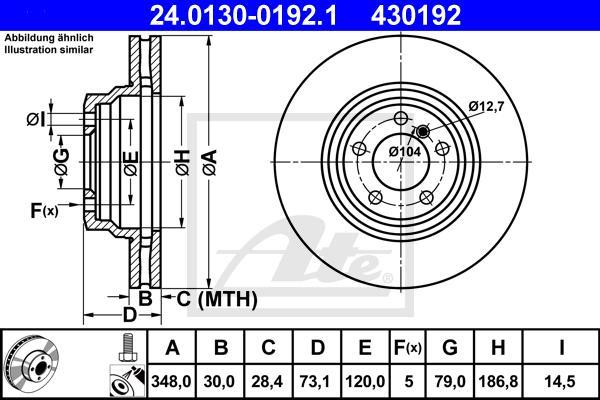 ATE 24.0130-0192.1 - TARCZA HAM. BMW P. 3-X1 3.0 05-15
