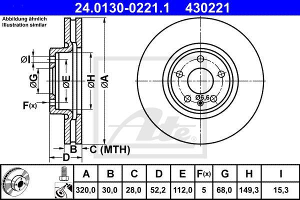 ATE 24.0130-0221.1 - TARCZA HAM. VW P. A4-A5 07--Q5-A6 09- 320X30
