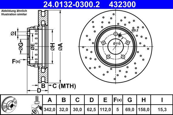 ATE 24.0132-0300.2 - TARCZA HAM. DB P. W205-W213 1.5-3.0 4-MATIC 14-