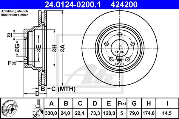 ATE 24.0124-0200.1 - TARCZA HAM. BMW P. 1-3-X1 2.0-3.0 05-15