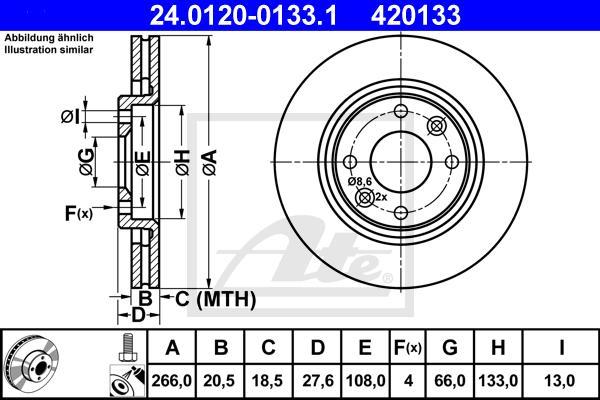 ATE 24.0120-0133.1 — Tarcza hamulcowa