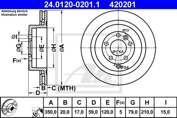 ATE 24.0120-0201.1 - TARCZA HAM. LAND ROVER T. DISCOVERY-RANGE ROVER 2.7-3.0TD-4.0-5.0 4X4 05-