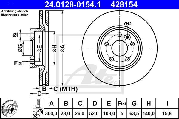 ATE 24.0128-0154.1 - TARCZA HAM. VOLVO P. S60-S80-V60-V70-XC70 07-