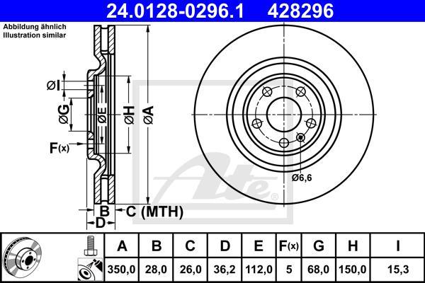 ATE 24.0128-0296.1 - TARCZA HAM. AUDI T. Q7 3.0-4.0 TDI 15-