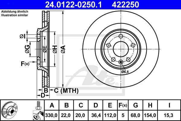 ATE 24.0122-0250.1 - Tarcza hamulcowa