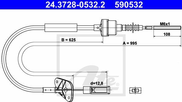 ATE 24.3728-0532.2 - LINKA SPRZĘGŁA FIAT 500-PANDA 1.1-1.2 03-13